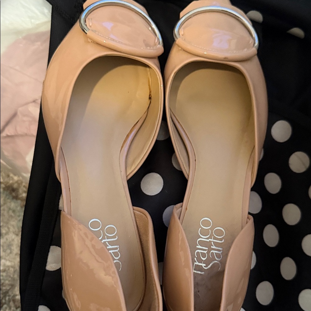 Franco Sarto Women's Nude Peep Toe Flats